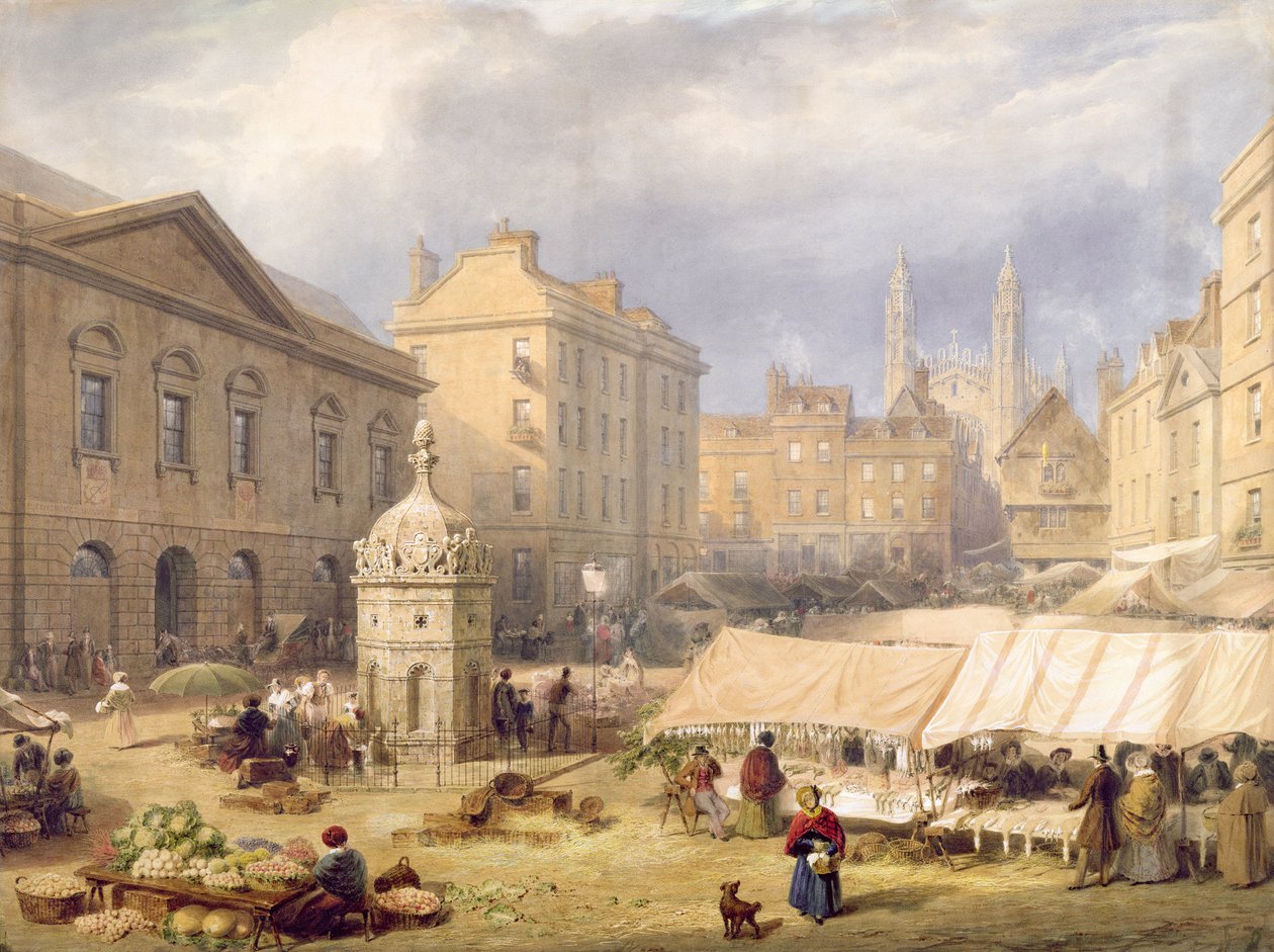 Cambridge Market Place, 1841 tekijältä Frederick Mackenzie