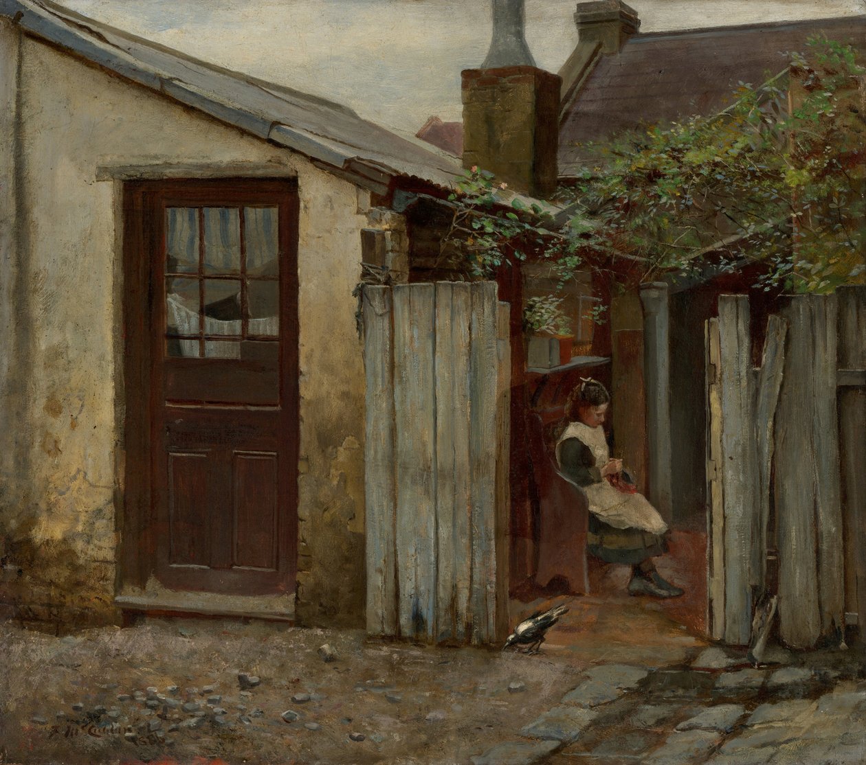 Tyttö linnun kanssa King Streetin leipomossa tekijältä Frederick McCubbin
