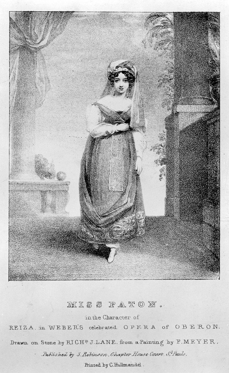 Mary Ann Paton Reizana Weberin "Oberonissa", kaivertanut Richard James Lane, n. 1826 tekijältä Frederick Meyer