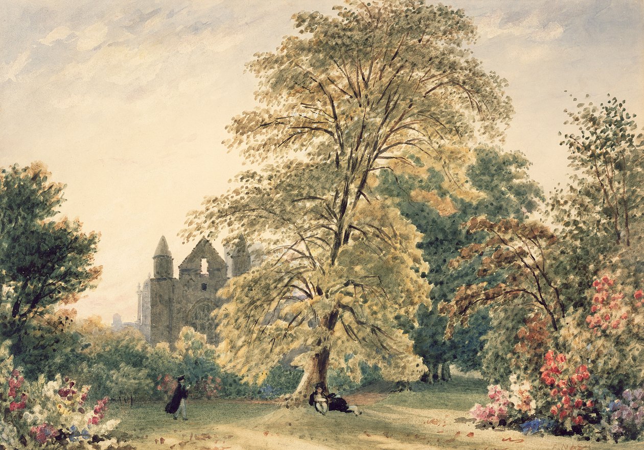 New College Gardens Oxfordissa, 1831 tekijältä Frederick Nash