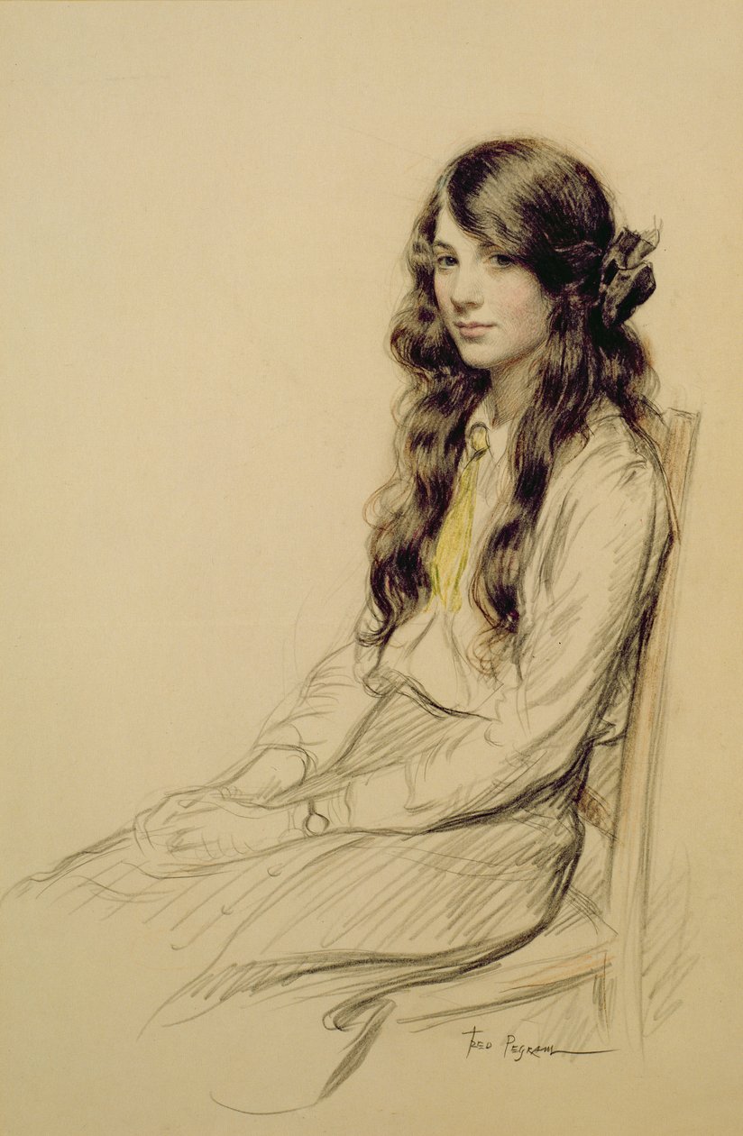Nuoren tytön muotokuva, n. 1914 (liitu) tekijältä Frederick Pegram