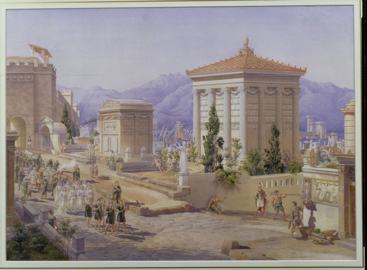 Via dei Sarpolcri, Pompeji, noin 1855 tekijältä Frederick Pepys Cockerell