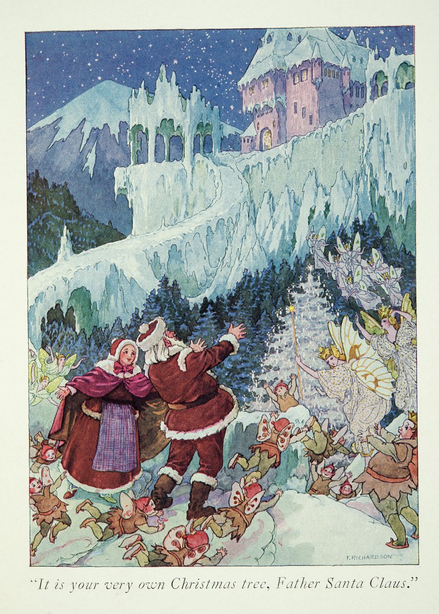 Kuvitus elokuvasta Vierailu joulupukin maassa (A Visit to Santa Claus Land) tekijältä Frederick Richardson