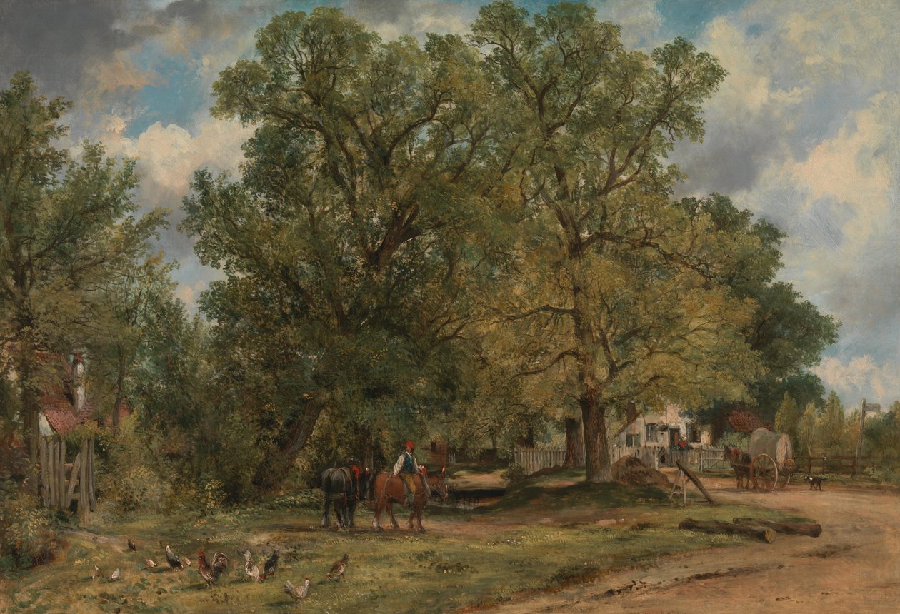 Maisema mökkien kanssa tekijältä George Frederick Watts