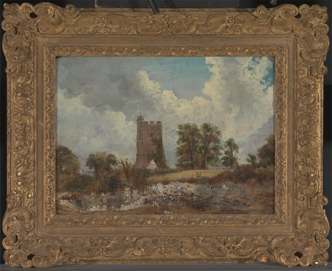 Maisema kirkon kanssa tekijältä George Frederick Watts