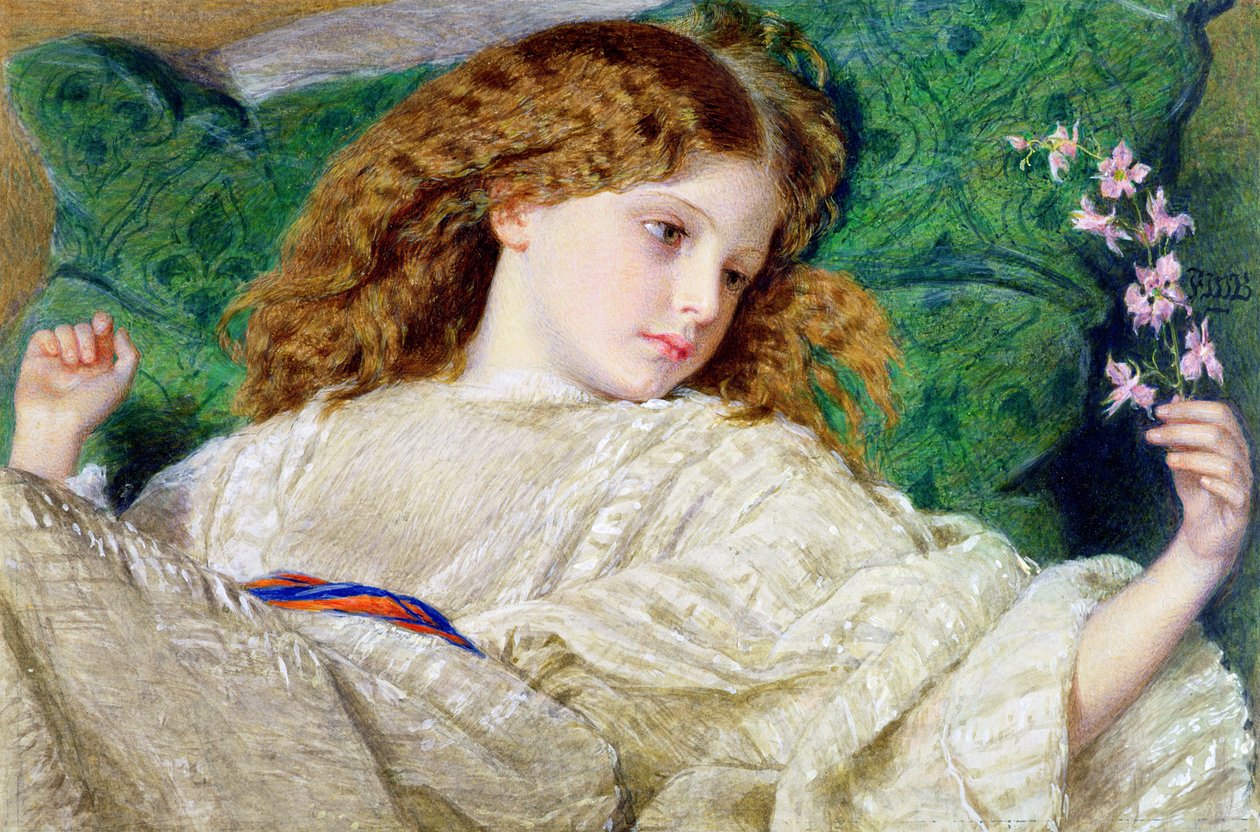 Dreams, n. 1861 (wc, kortilla vartaloväri ja purukumi grafiitin päällä) (katso 133888) tekijältä Frederick William Burton