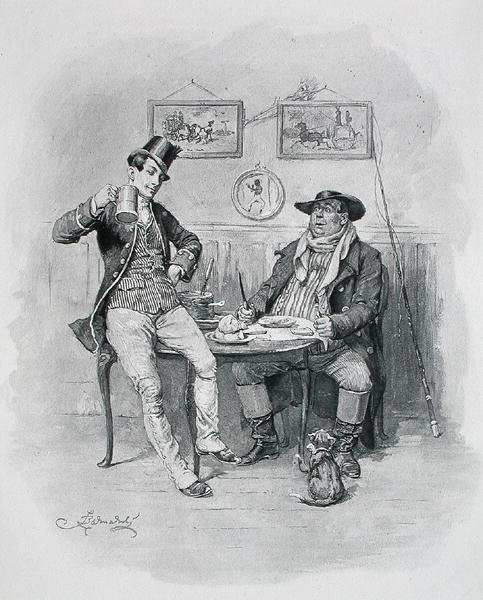 The Two Wellers, Charles Dickensin vuodelta 1837 kirjoittamasta Pickwick Papersista tekijältä Frederick (after) Barnard