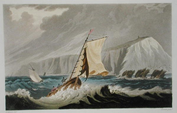 Cowes, teoksesta "The Isle of Wight Illustrated, sarjassa värillisiä näkymiä", kaivertanut P. Roberts, julkaistu 1846 (akvatinta) tekijältä Frederick (after) Calvert