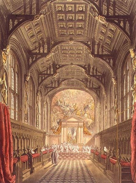 The Chapel of All Souls College, kuvitus Oxfordin historiasta, kaiverrettu Joseph Constantine Stadler (fl.1780-1812) pub. kirjoittanut R. Ackermann tekijältä Frederick (after) Mackenzie