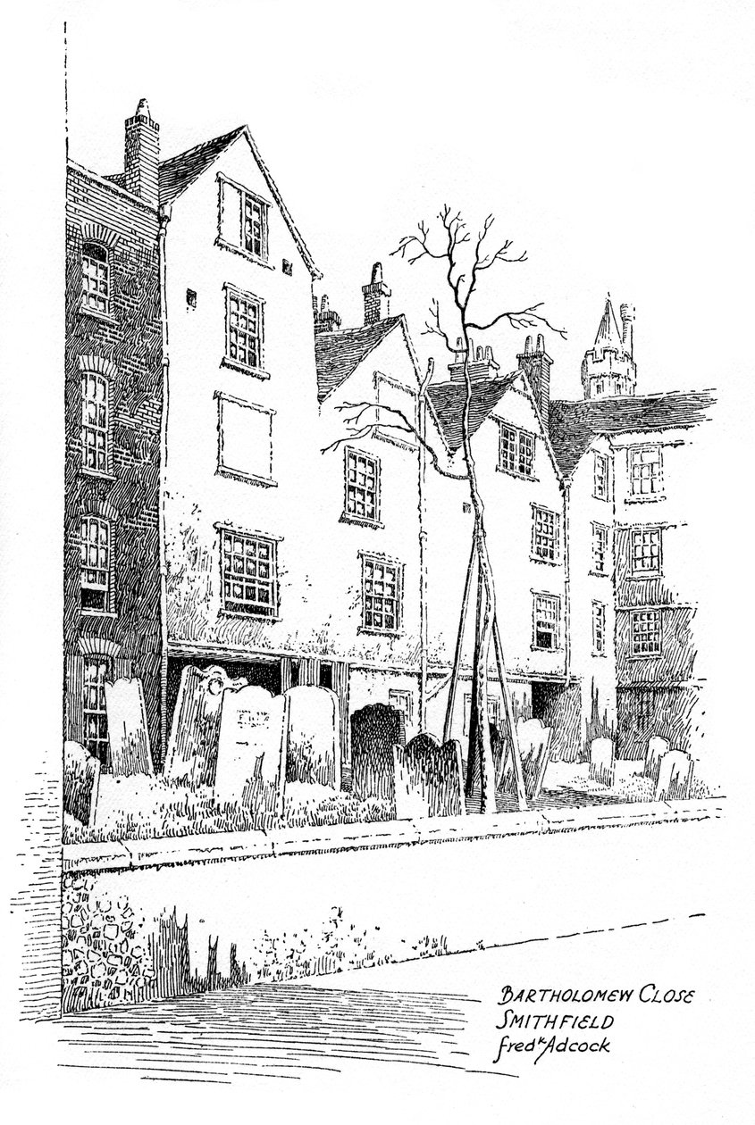Bartholomew Close, Smithfield, Lontoo, 1912. tekijältä Frederick Adcock