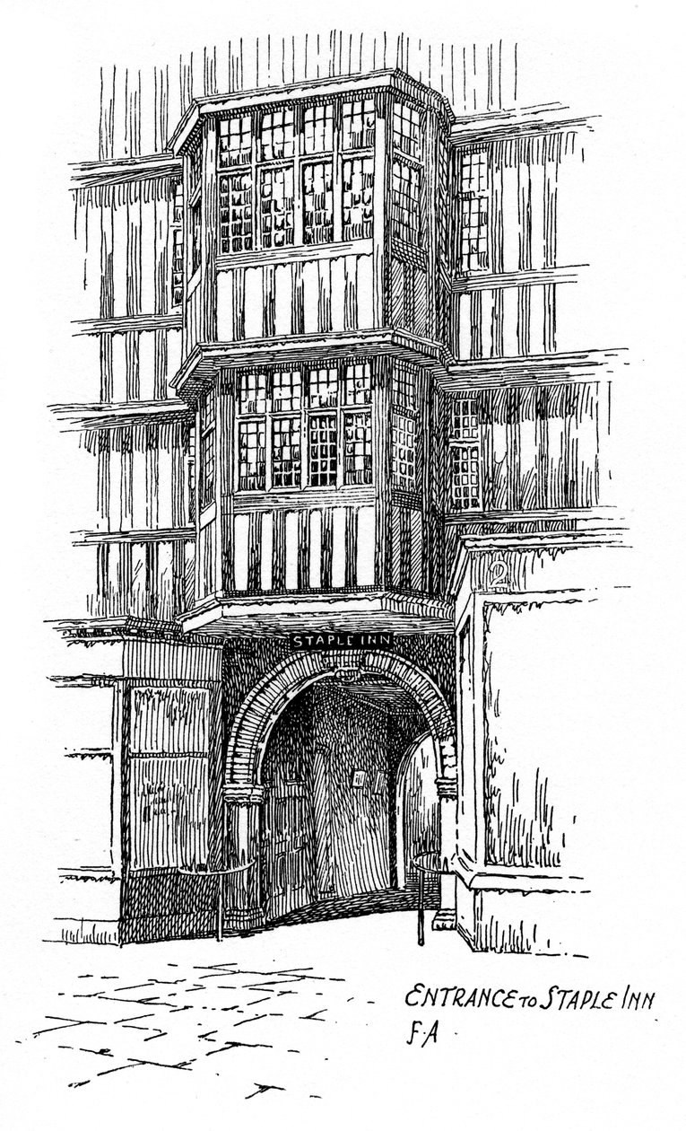 Sisäänkäynti Staple Inniin, Holborn, Lontoo, 1912 tekijältä Frederick Adcock
