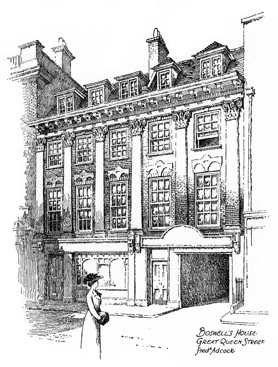 James Boswellsin talo, Great Queen Street, Covent Garden, Lontoo, 1912 tekijältä Frederick Adcock