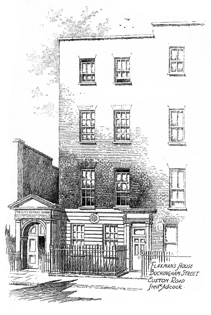 John Flaxmansin talo, Buckingham Street, Euston Road, Lontoo, 1912 tekijältä Frederick Adcock