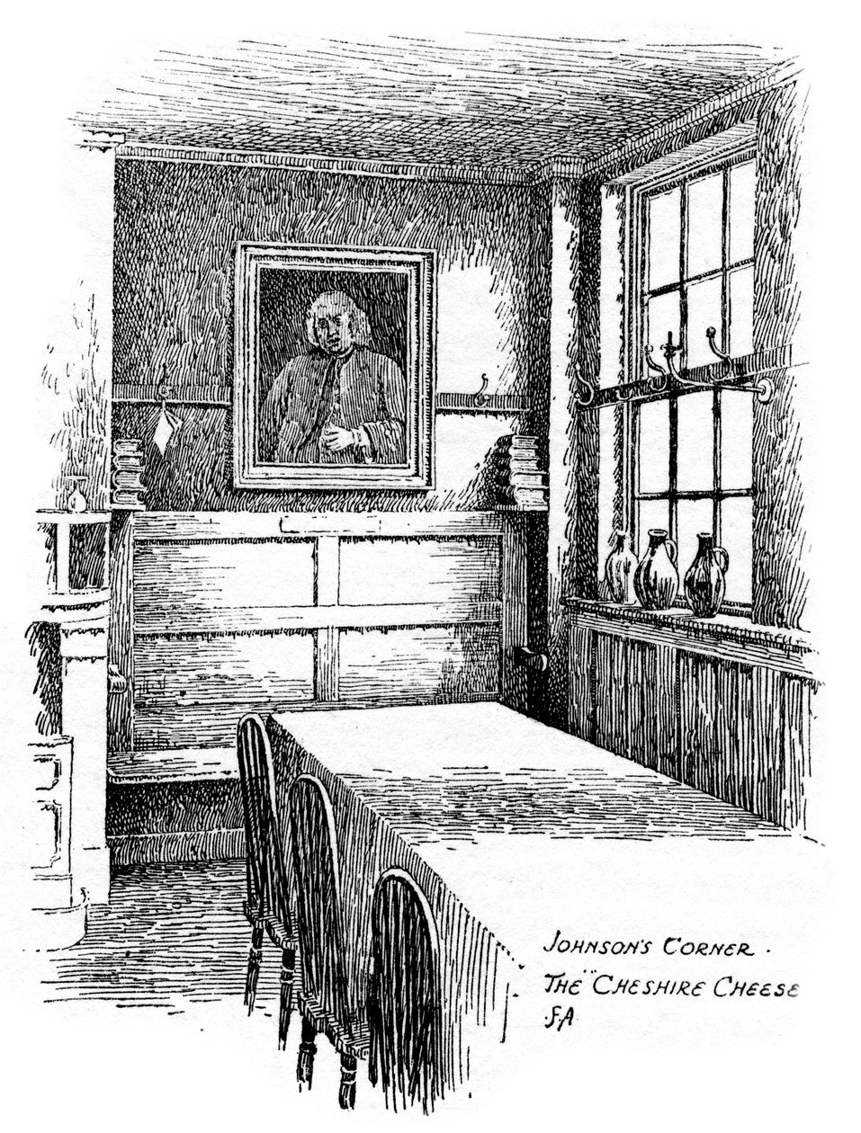 Johnsons Corner, Cheshire Cheese -pubi, Lontoon kaupunki, 1912 tekijältä Frederick Adcock