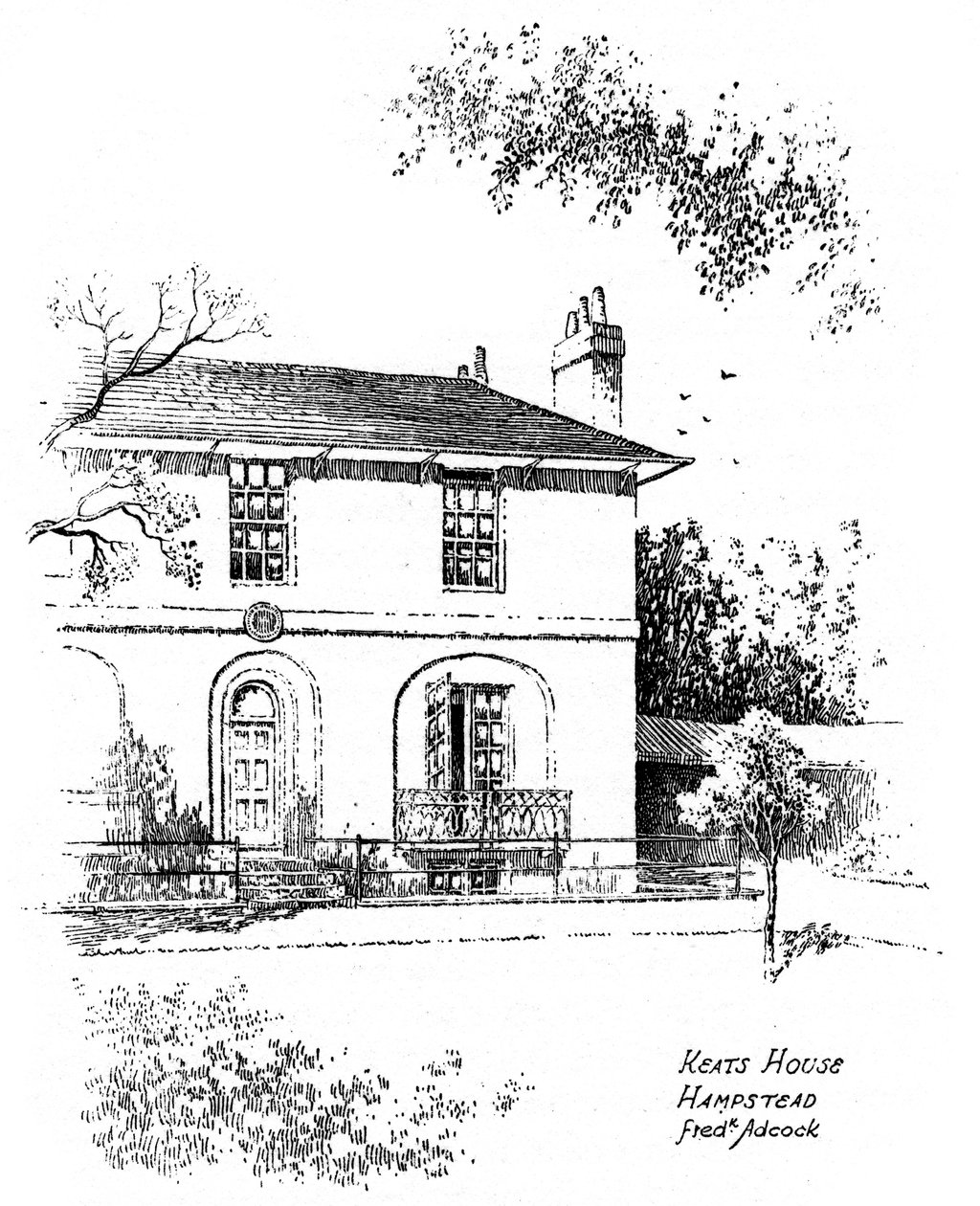 Keats House, Hampstead, Lontoo, 1912. tekijältä Frederick Adcock