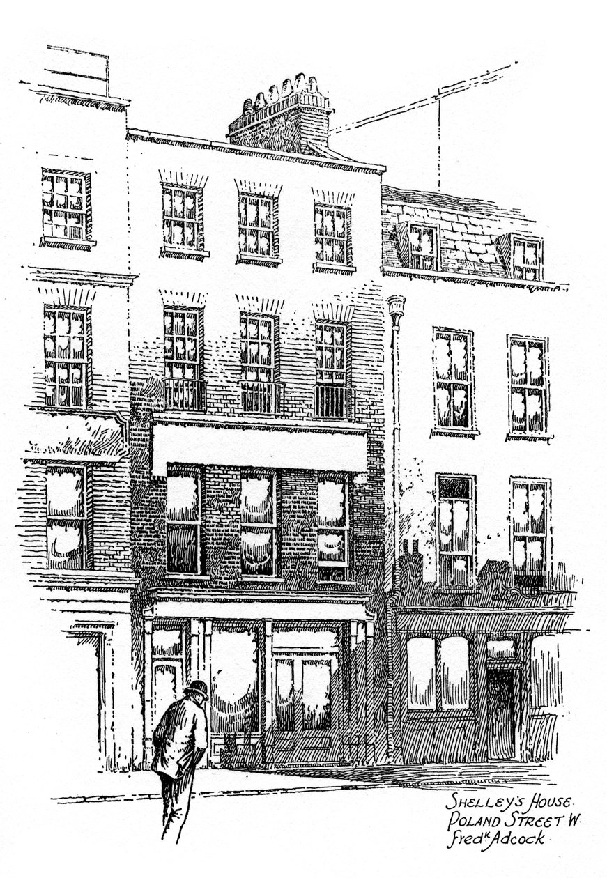 Percy Bysshe Shelleysin talo, Poland Street, Westminsterin kaupunginosa, Lontoo, 1912. tekijältä Frederick Adcock