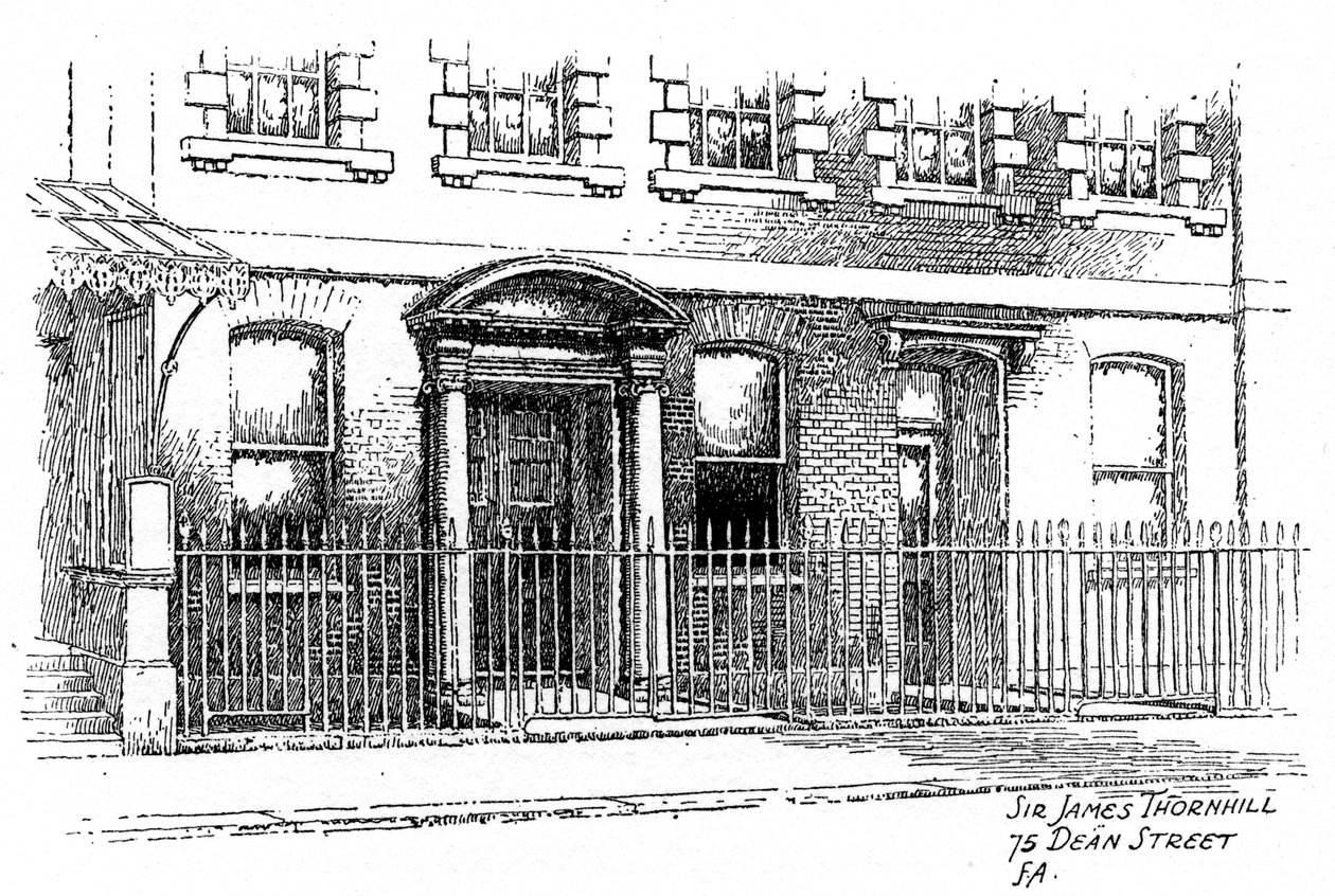 Sir James Thornhillsin talo, 75 Dean Street, Lontoo, 1912 tekijältä Frederick Adcock
