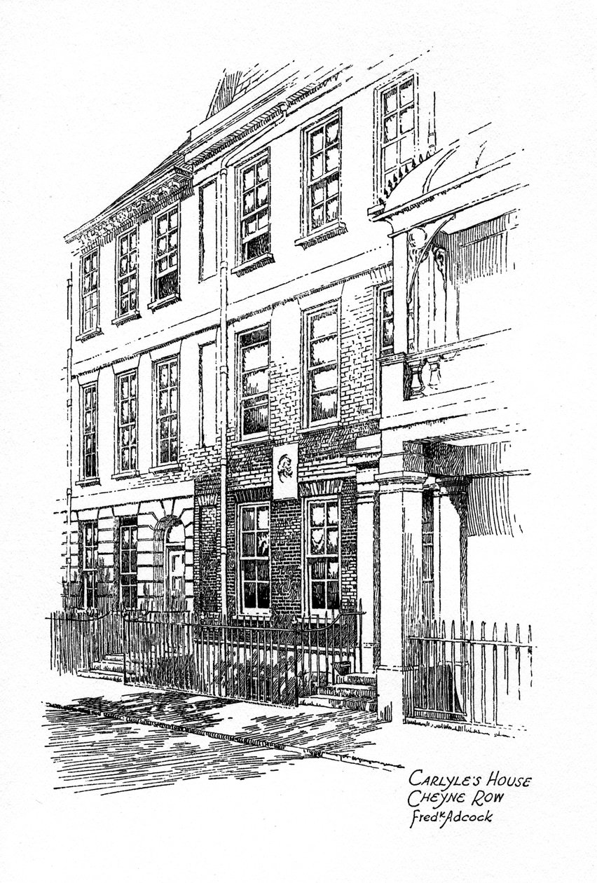 Thomas Carlylesin talo, 24 Cheyne Row, Chelsea, Lontoo, 1912. tekijältä Frederick Adcock