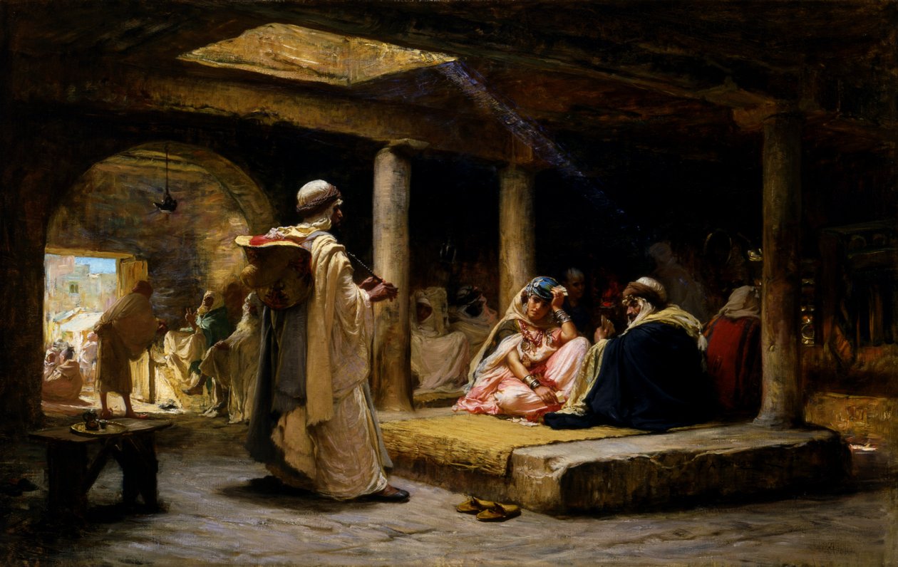 Kahvila Biskrassa, Algeriassa, 1884. tekijältä Frederick Arthur Bridgman
