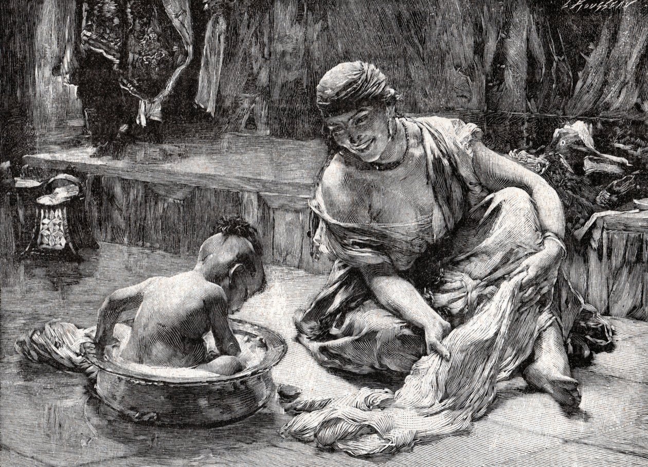 Lapsikylpylä, Egypti tekijältä Frederick Arthur Bridgman