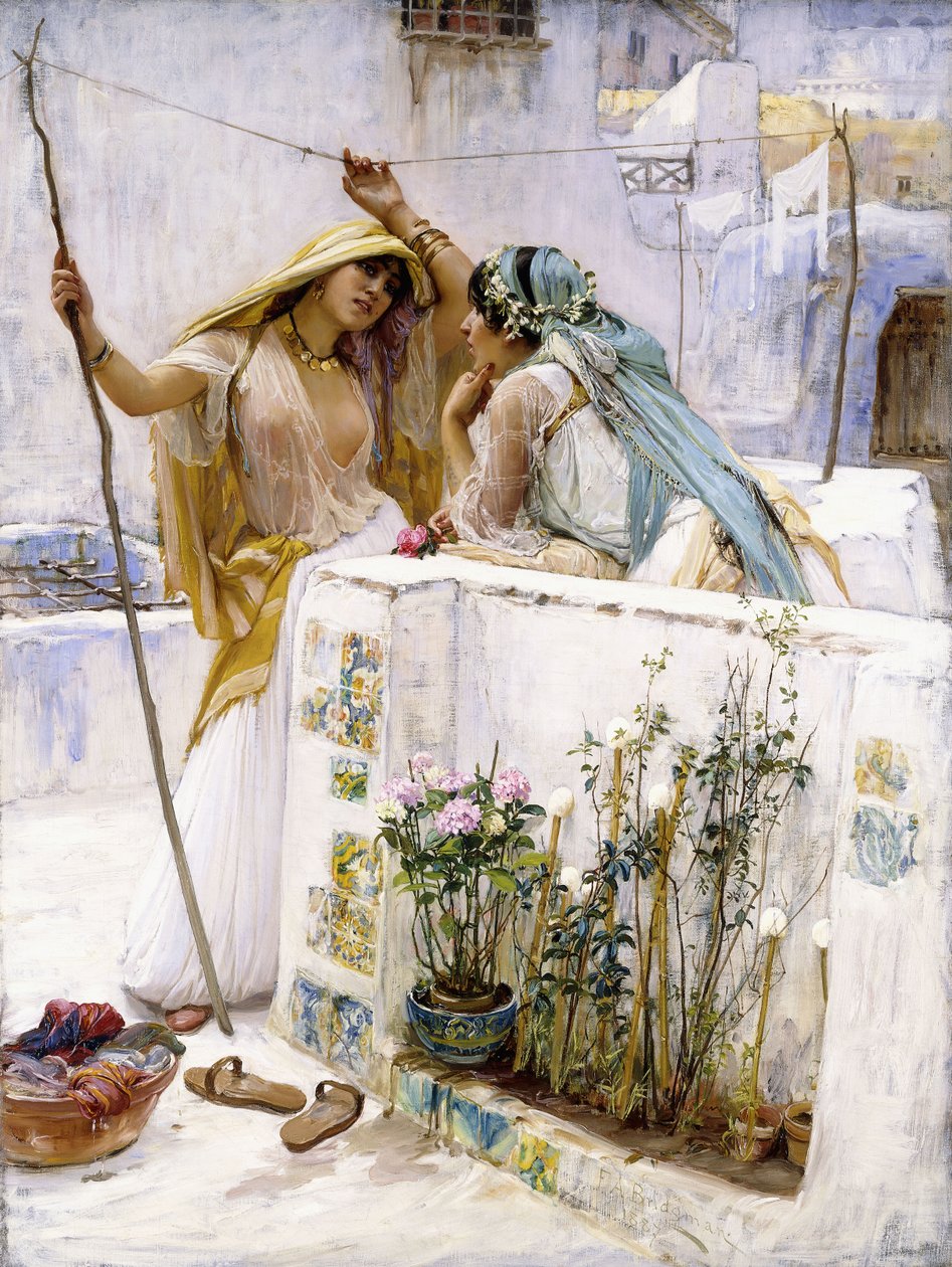Naapurit, Algerin terassit, 1887 tekijältä Frederick Arthur Bridgman