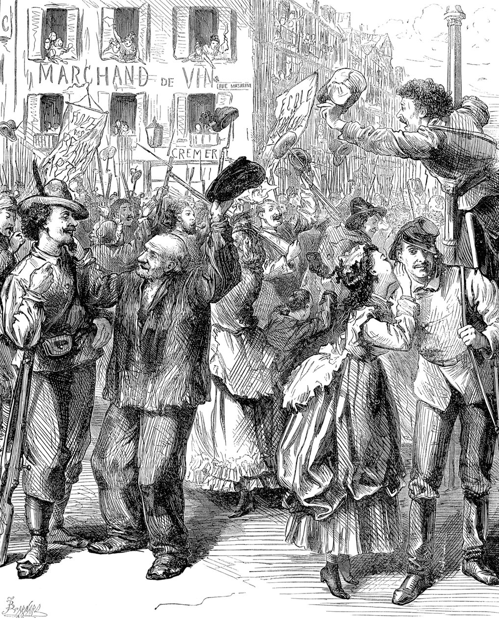 Pariisin puolustus: opiskelijat miehittämään barrikadeja, Ranskan ja Preussin sota, 1870 tekijältä Frederick Barnard