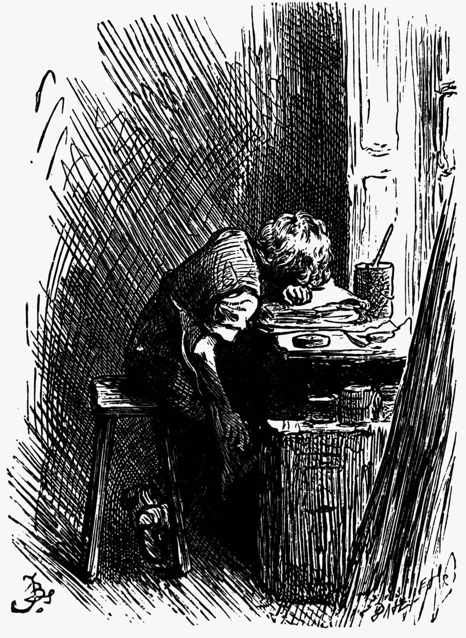 Dickens mustuvassa varastossa, 1880-luku tekijältä Frederick Barnard