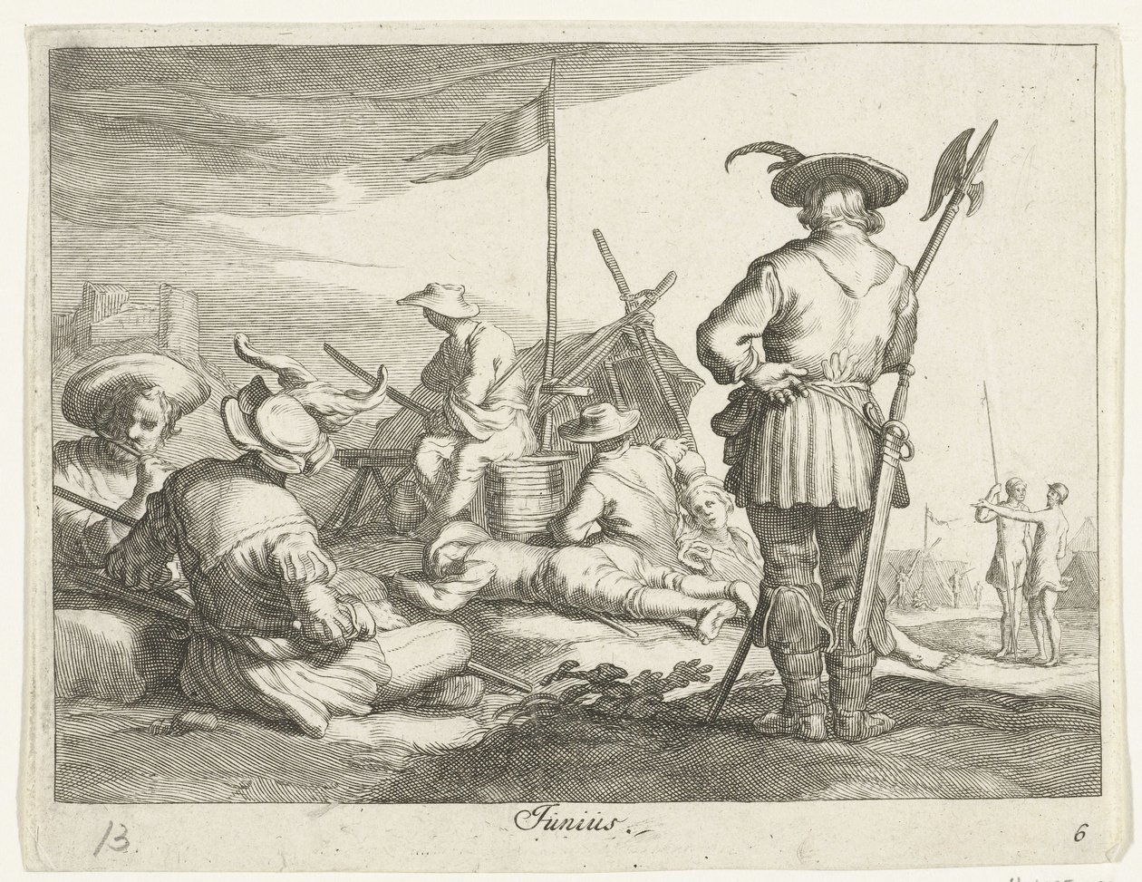Kesäkuun kuukausi Junius (otsikko esineessä) Vuoden kuukaudet (sarjan nimi) tekijältä Frederick Bloemaert