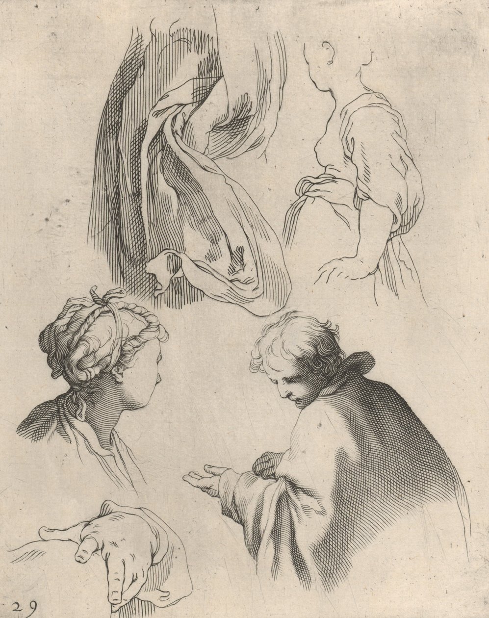 Figuuritutkimukset, piirustuskirjasta, 1650-56. tekijältä Frederick Bloemaert