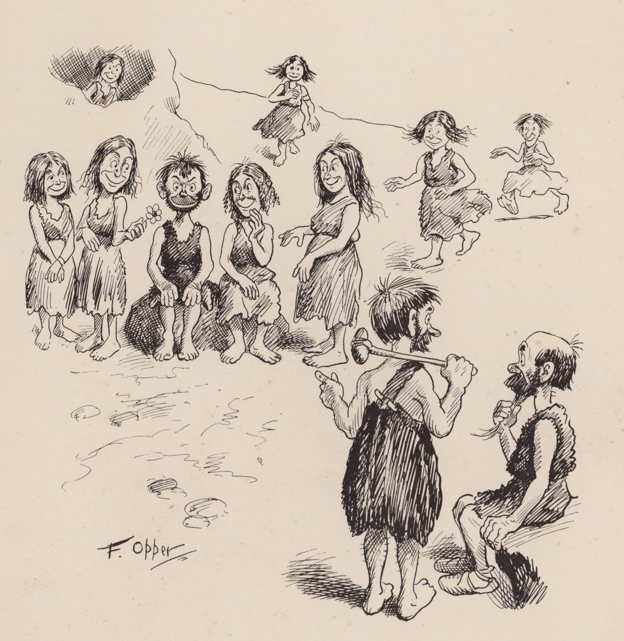 Antidiluvian Ancestors by F Opper: Opper: Numero 46 (litografia) tekijältä Frederick Burr Opper