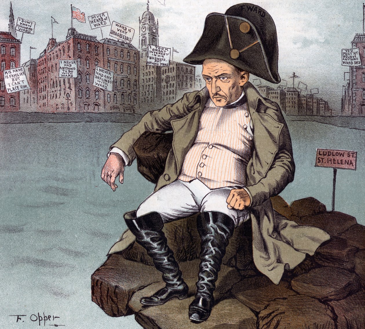 Frederick Burr Opperin kirjoittama "Wall Streetin pikku Napoleon" maanpaossa. tekijältä Frederick Burr Opper