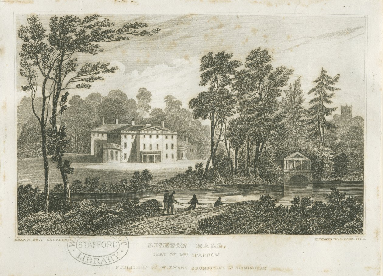 Bishton Hall: kaiverrus, nd [?c1830s] tekijältä Frederick Calvert