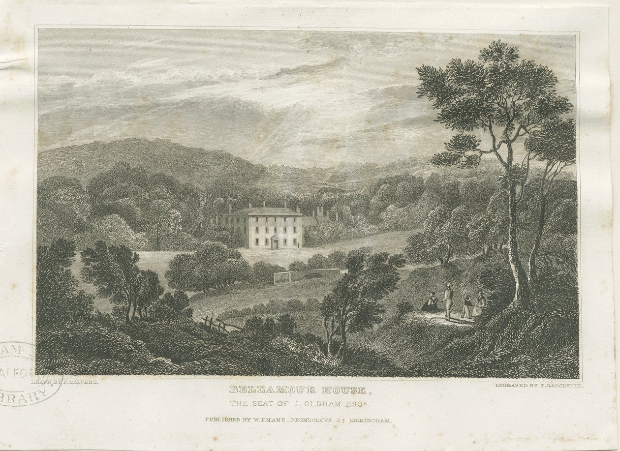 Colton -Bellamore House: teräskaiverrus, nd [c 1830] (tulostus) tekijältä Frederick Calvert
