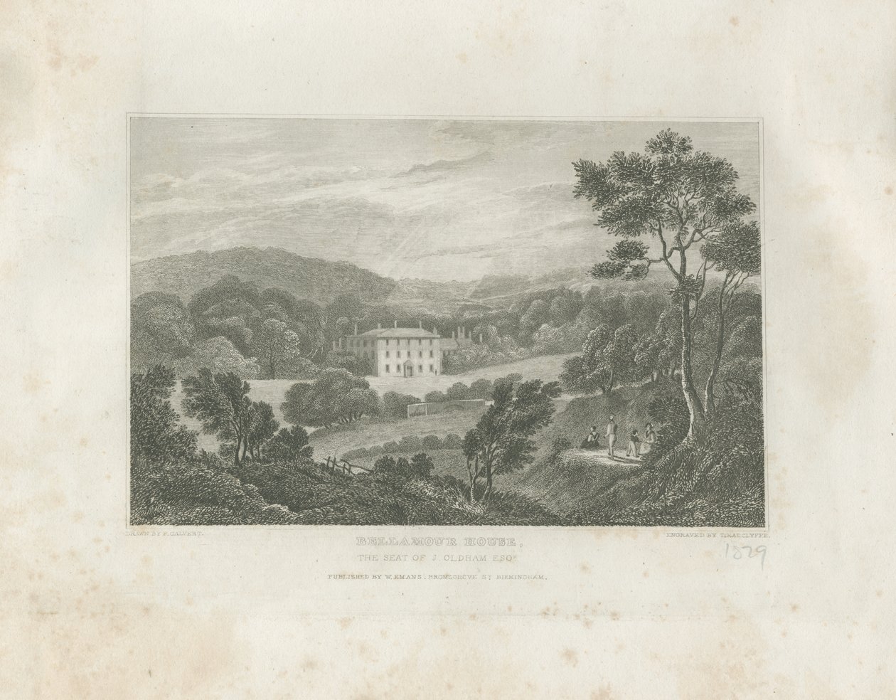 Colton - Bellamourin talo: kaiverrus, nd [c 1830] tekijältä Frederick Calvert
