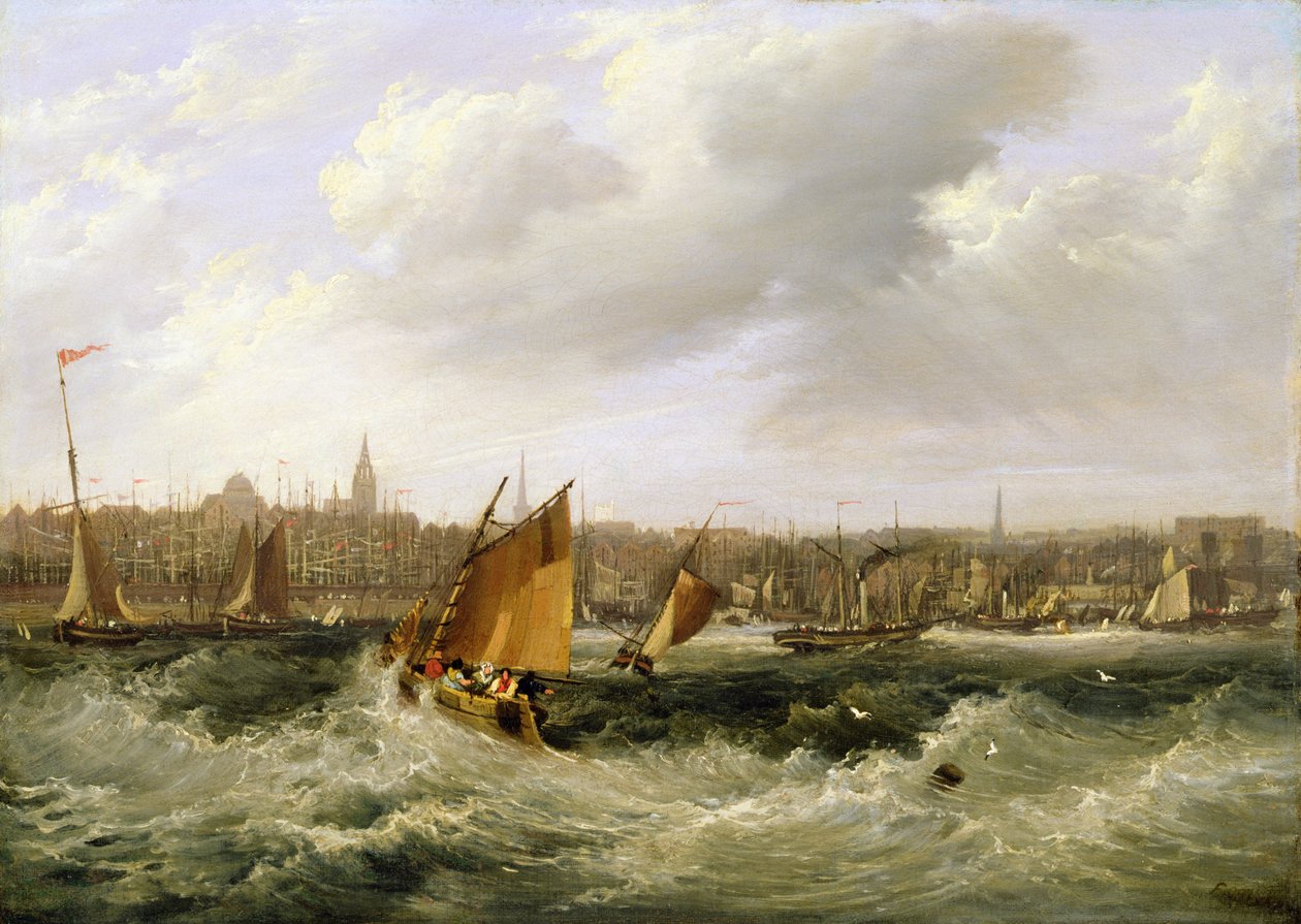 Liverpool, Lancashire Mersey-joelta ja New Brighton, 1838 (katso pari numerosta 257066) tekijältä Frederick Calvert