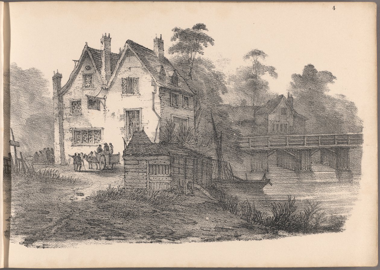 Yksi kuudenkymmenen mökkiluonnoksen sarjasta. Lontoo, 1825. tekijältä Frederick Calvert