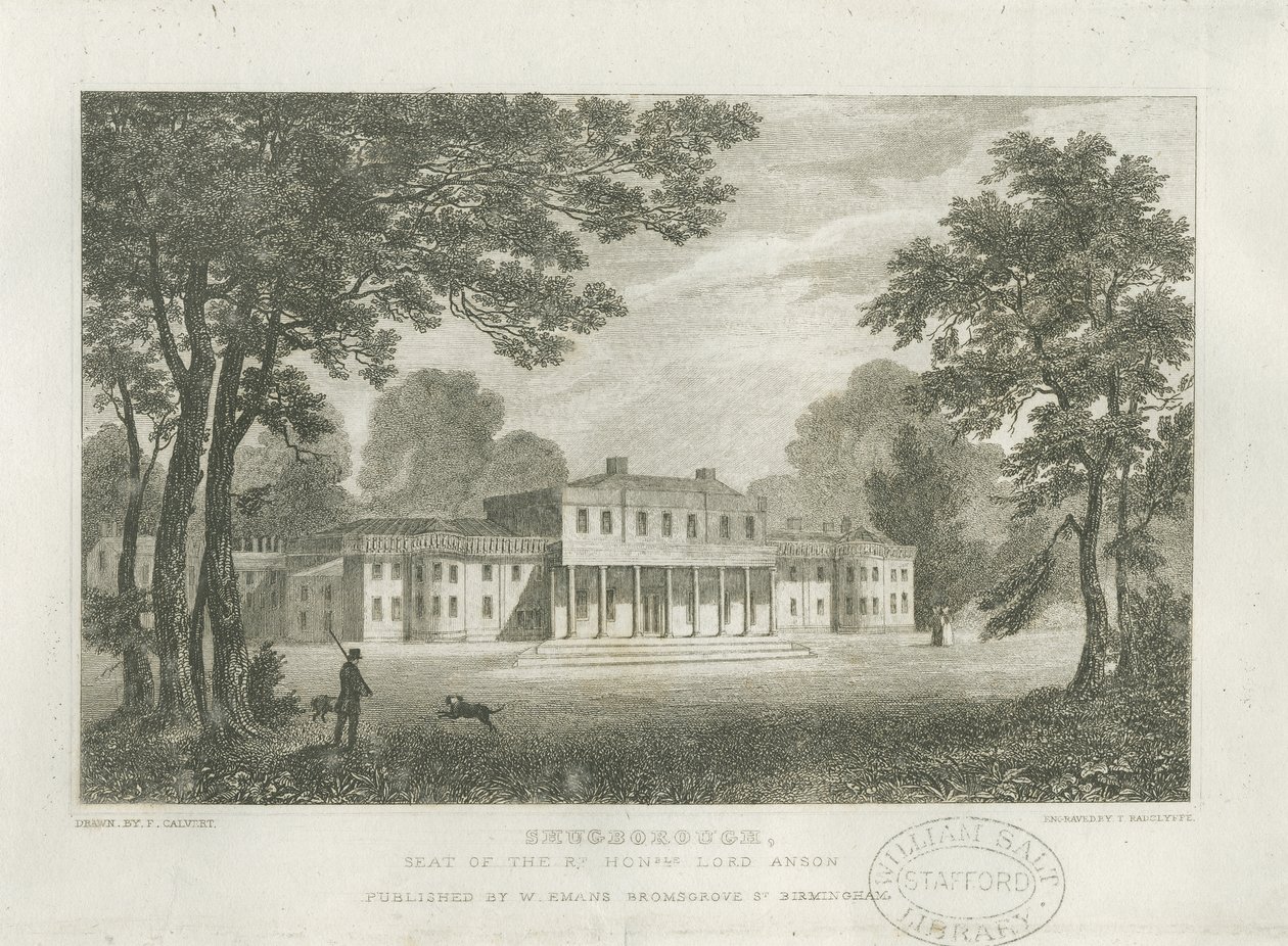 Shugborough Hall: kaiverrus, nd [n. 1830] (vedos) (kuva) tekijältä Frederick Calvert