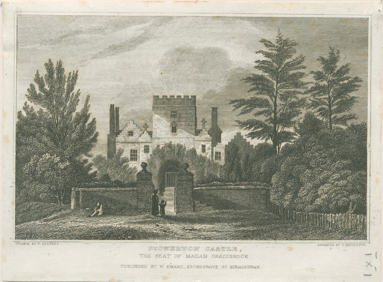 Stourton Castle: kaiverrus, nd [c 1830] tekijältä Frederick Calvert