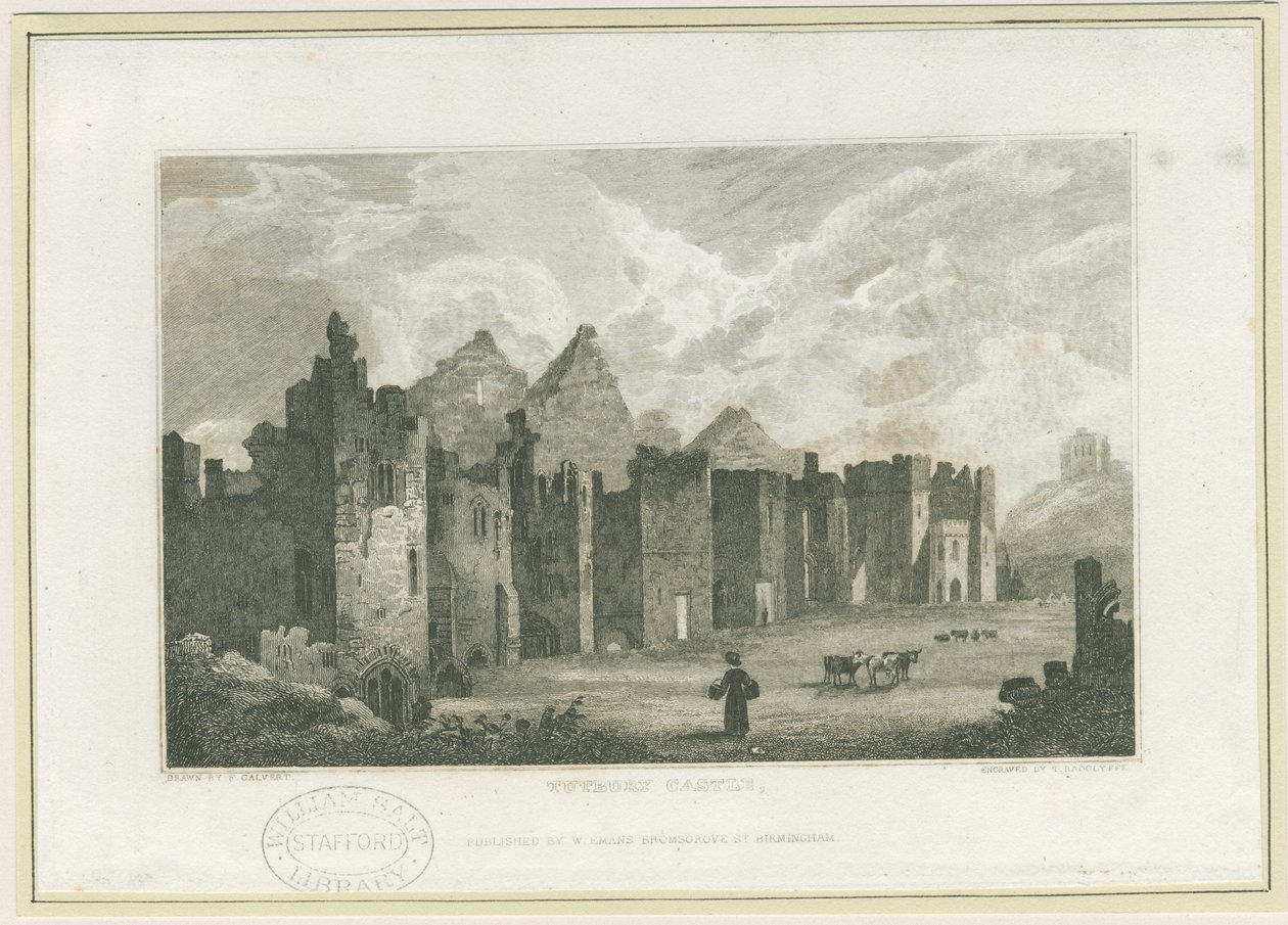 Tutbury Castle - Castle-Yard: kaiverrus, nd [c 1830] (tulostus) tekijältä Frederick Calvert