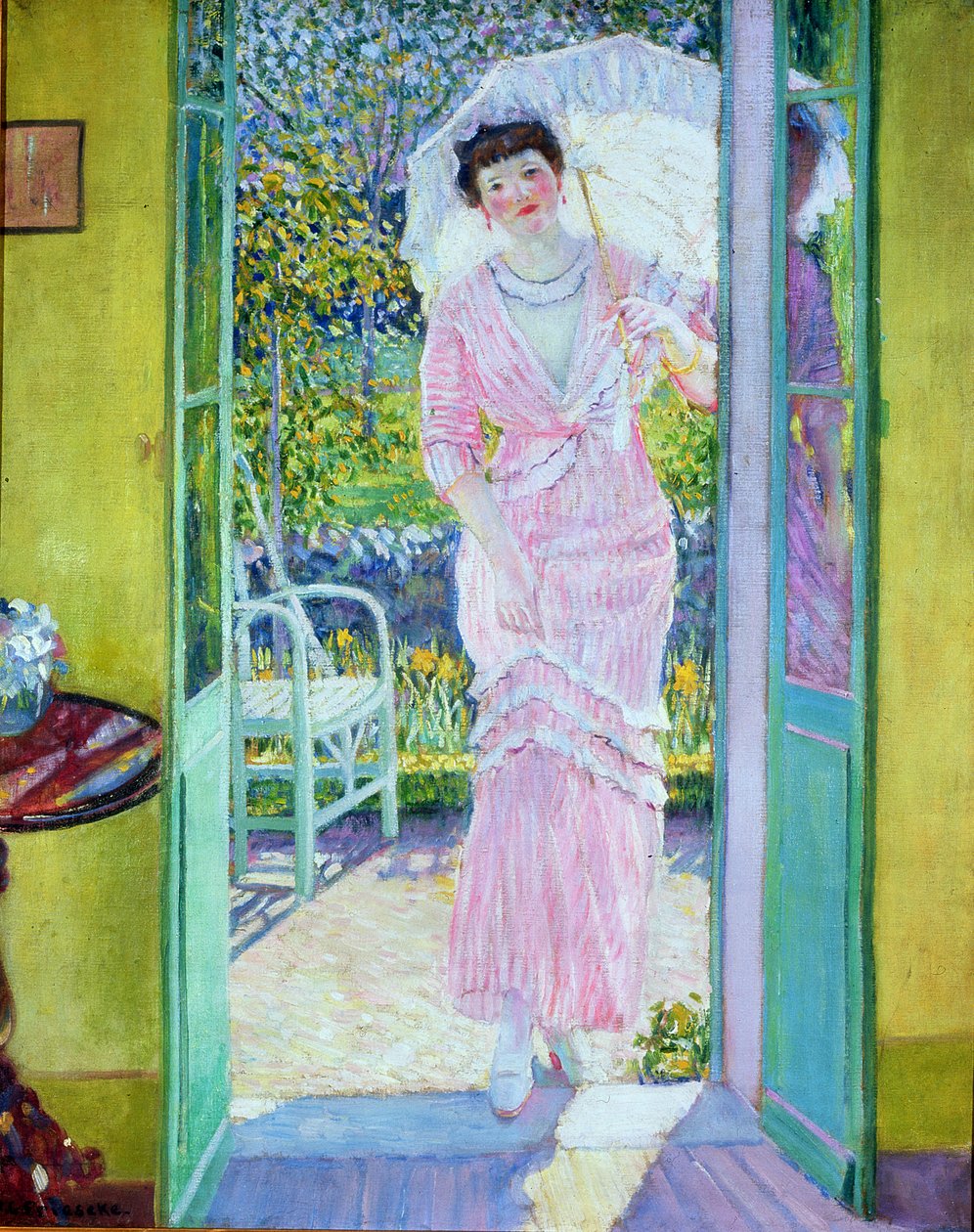 Hyvää huomenta, noin 1912-13 (öljy kankaalle). tekijältä Frederick Carl Frieseke