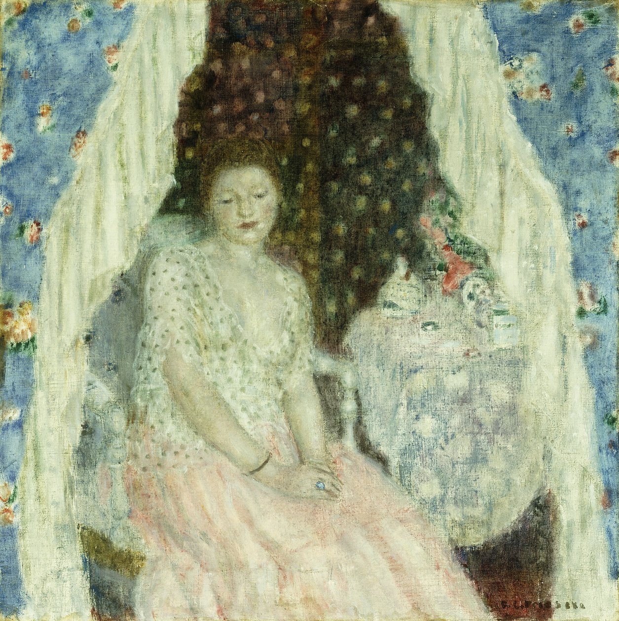Study for "Blue Curtains", n. 1924 (öljy kankaalle) tekijältä Frederick Carl Frieseke
