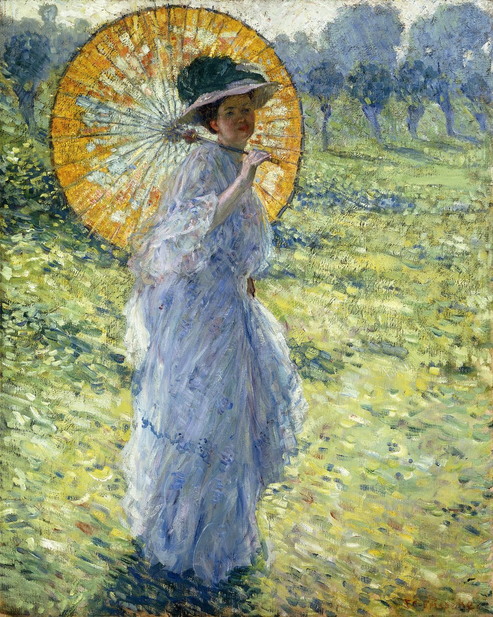 Nainen päivänvarjolla, n. 1906 (öljy kankaalle) tekijältä Frederick Carl Frieseke