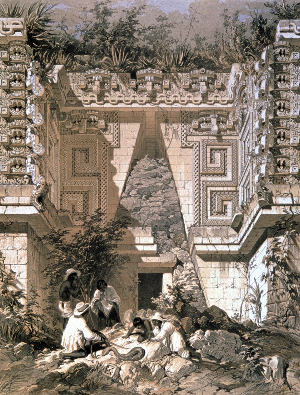 Gateway, kuvernöörin talo, Uxmal tekijältä Frederick Catherwood