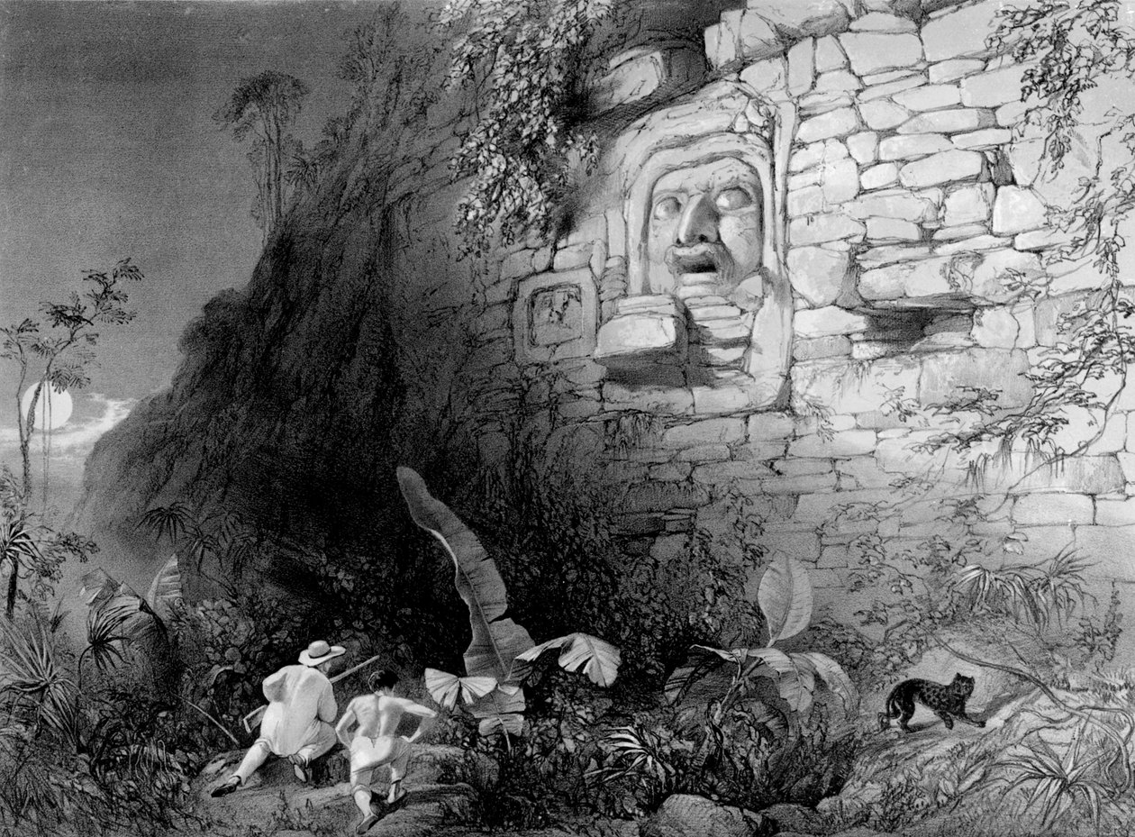Itzam Nan päällikkö, Izamal, Yucatan, Meksiko, 1844 tekijältä Frederick Catherwood