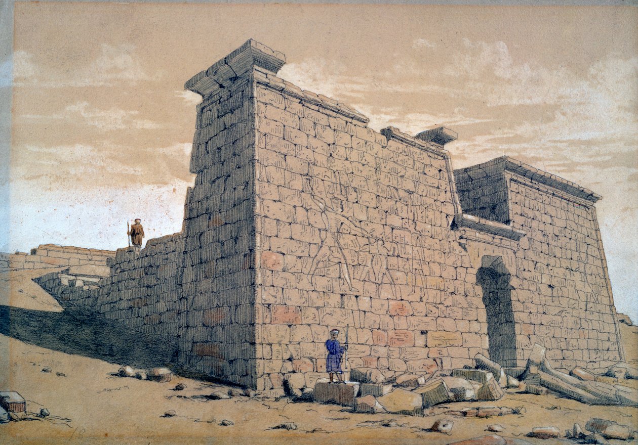 Temppeli, Nubia, Egypti, 1824 tekijältä Frederick Catherwood