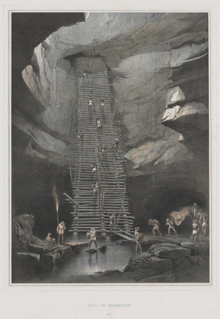 Näkymiä muinaisille monumenteille Keski-Amerikassa, Chiapas ja Yucatan, Pl. 20: Bolonchenin kaivo, 1844. tekijältä Frederick Catherwood
