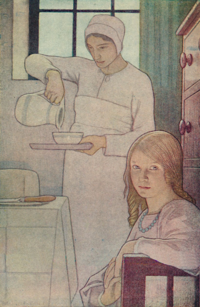 Lois ja hänen sairaanhoitajansa. Kveekaripyhien kirjasta. L. V. Hodgkin, 1923 tekijältä Frederick Cayley Robinson