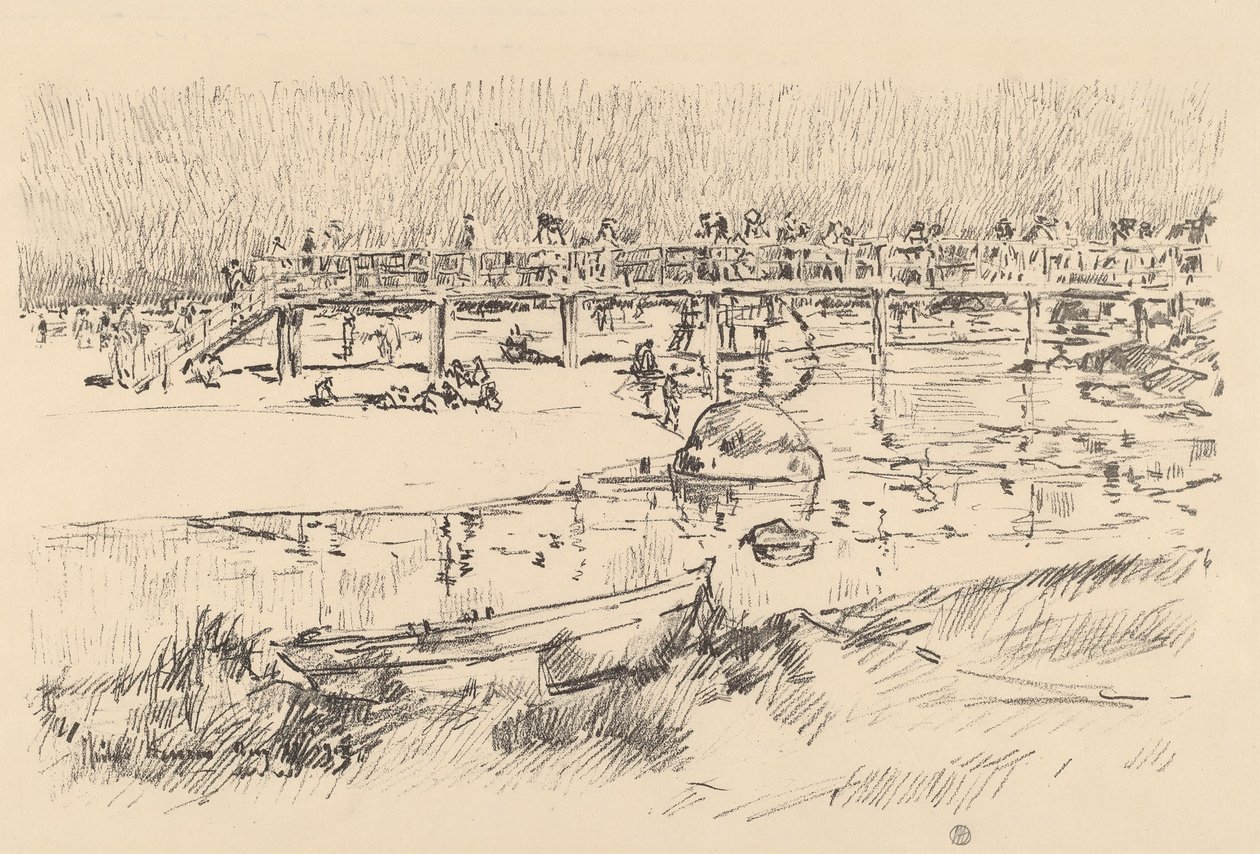Bathing Beach, Bass Rocks, c. 1918. tekijältä Frederick Childe Hassam