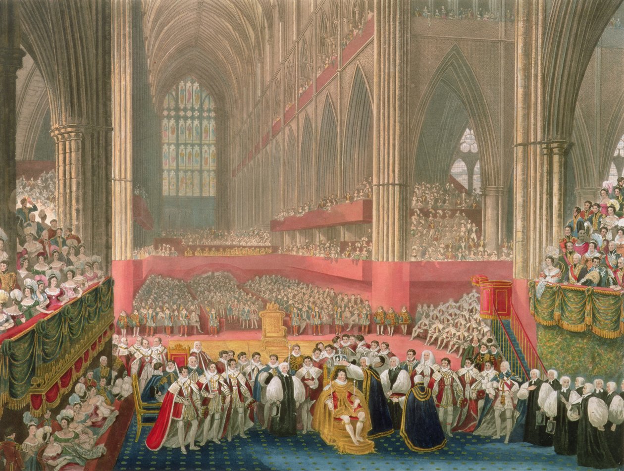 George IV:n kruunaus Westminster Abbeyssa 1824 tekijältä Frederick Christian Lewis