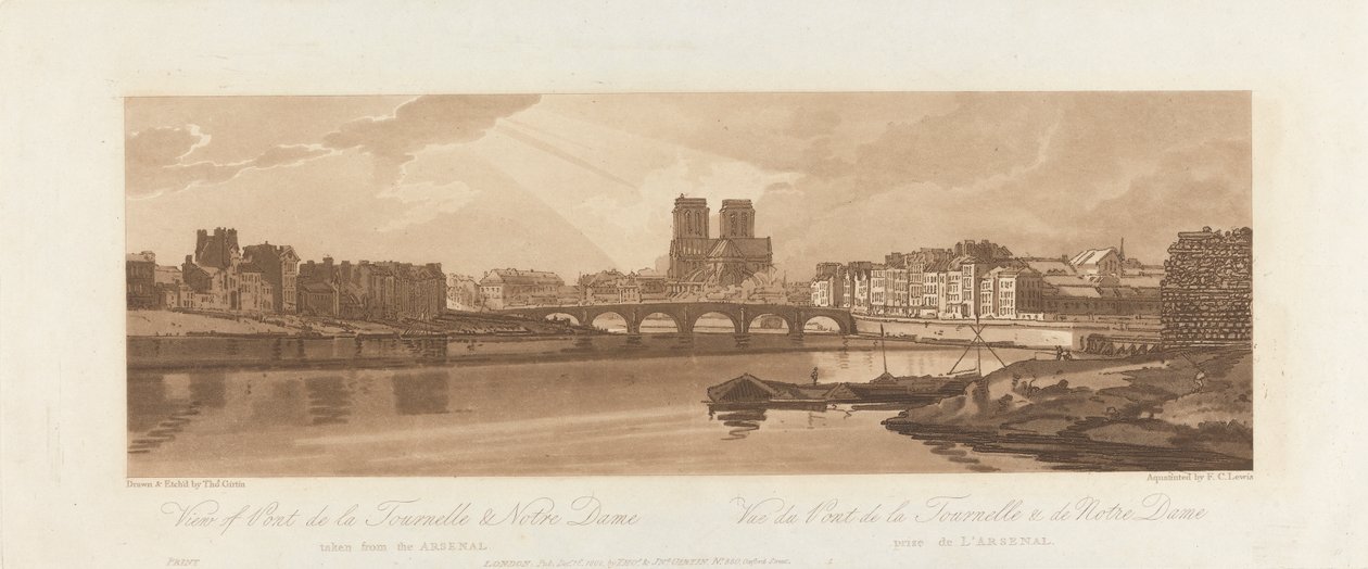 Näkymä Pont de la Tournellelle ja Notre Damelle, otettu Arsenal 1802:sta tekijältä Frederick Christian Lewis the Elder